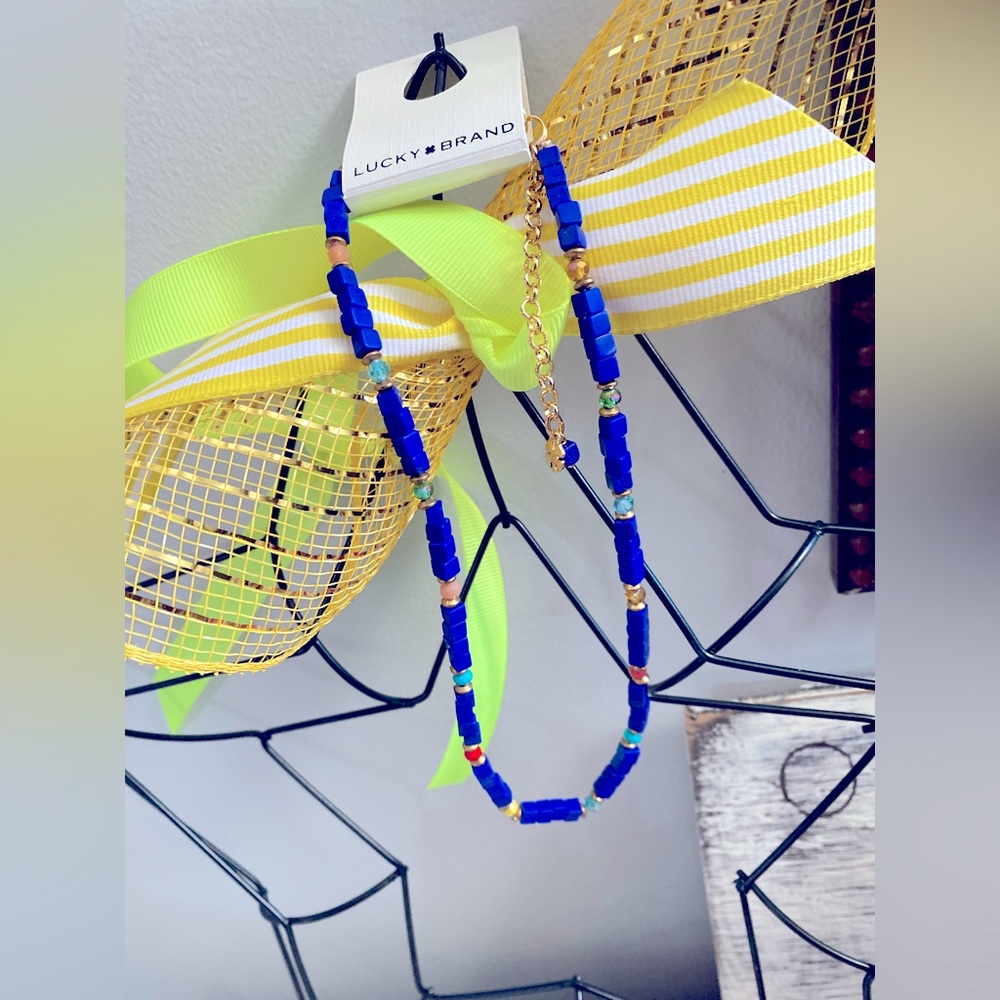 ! Large! Lucky Brand Blue Beaded Necklace ✨ Lapis | bold boho quality
